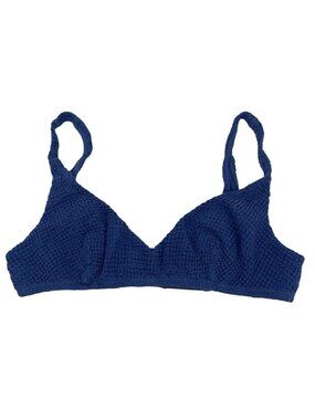 Donni. Size XXL Blue Thermal Cotton Waffle Knit Bralette Bra NEW